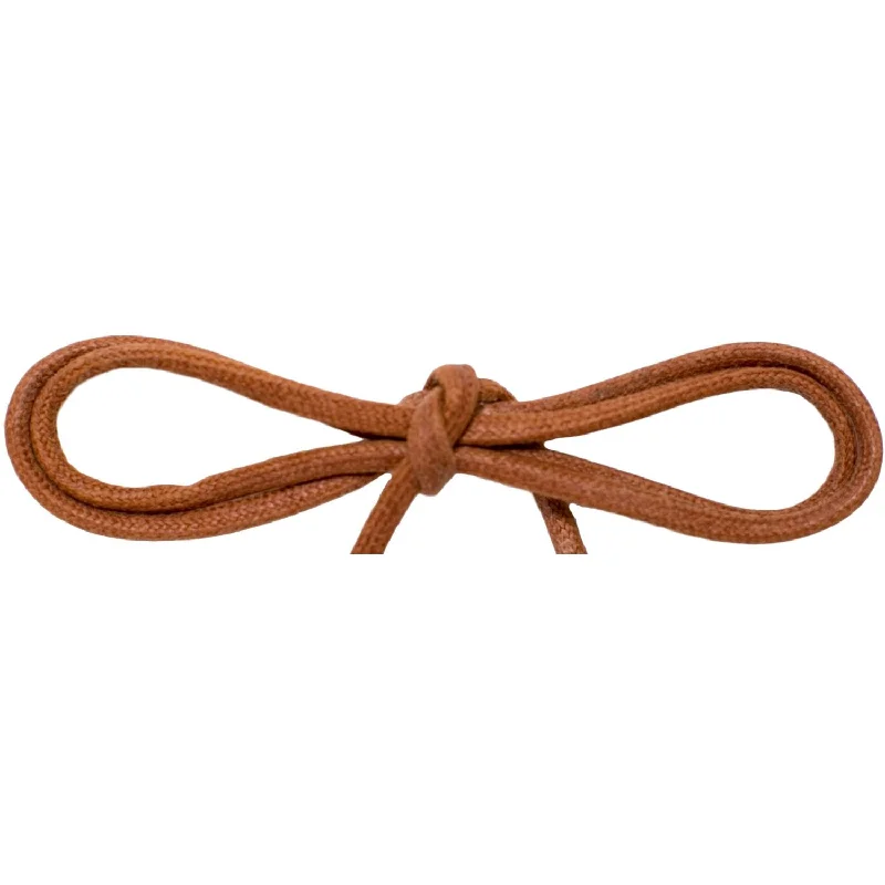 Waxed Cotton Thin Round 1/8" Dress Laces - Cognac (2 Pair Pack) Shoelaces