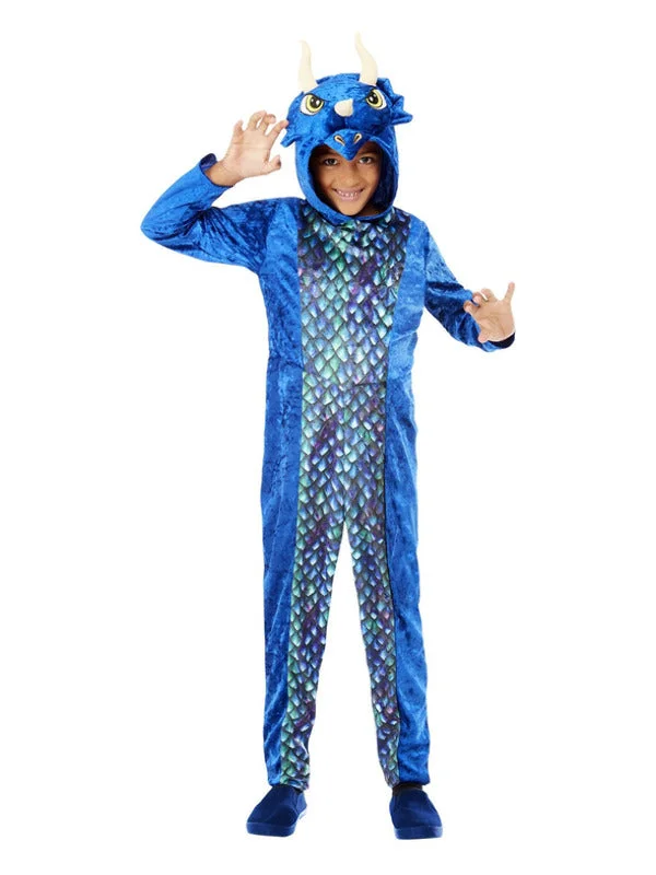 Boys Girls Blue Dinosaur Fancy Dress Prehistoric Animal Book Day Costume