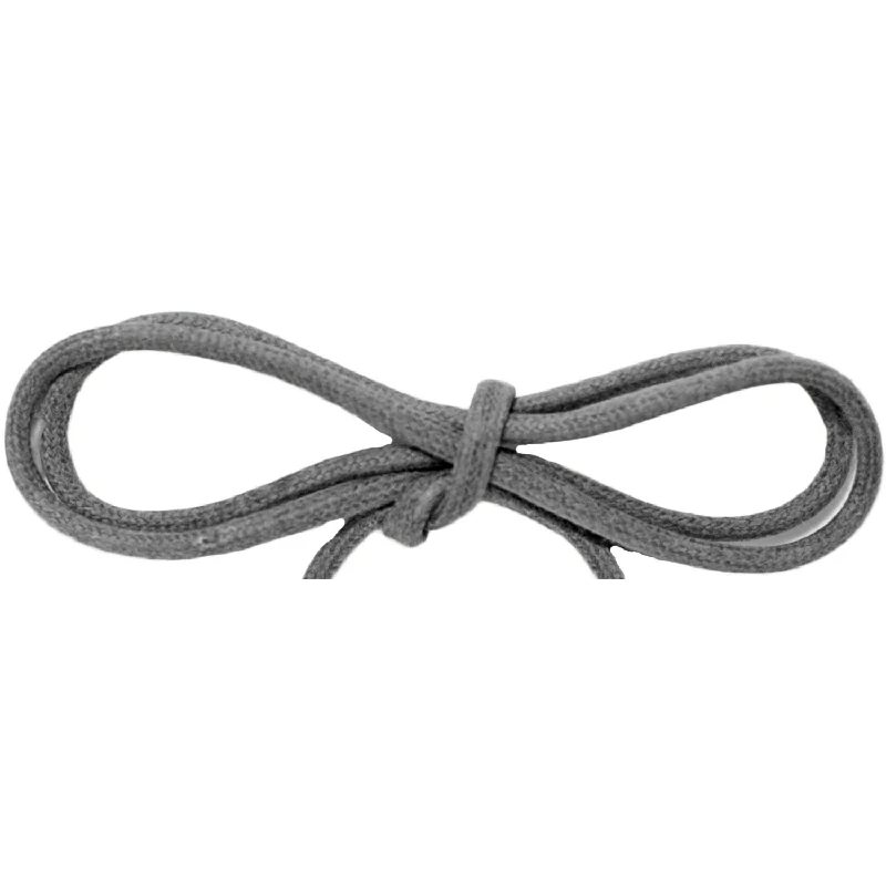 Waxed Cotton Thin Round 1/8" Dress Laces - Dark Gray (2 Pair Pack) Shoelaces