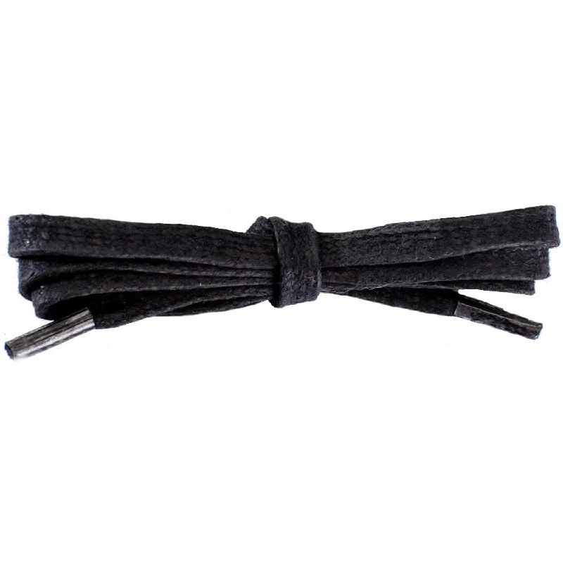 Waxed Cotton 1/4" Flat Dress Laces - Black (2 Pair Pack) Shoelaces