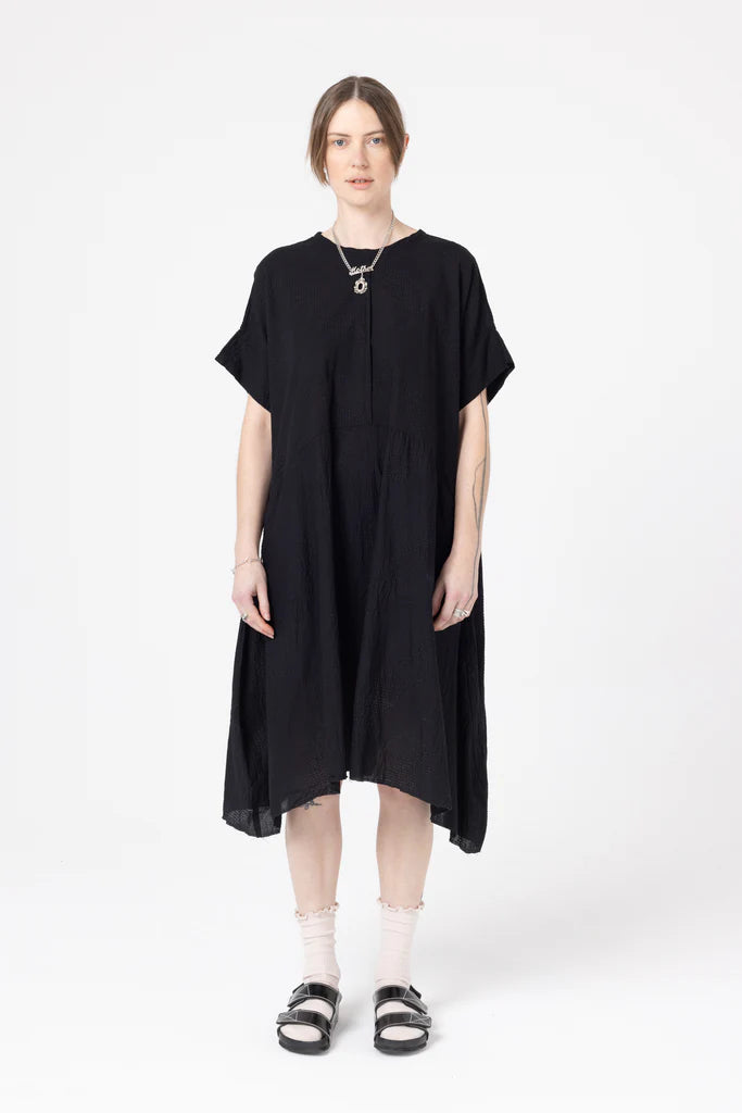 Company Of Strangers Circle Dress - Cotton Seersucker - Black