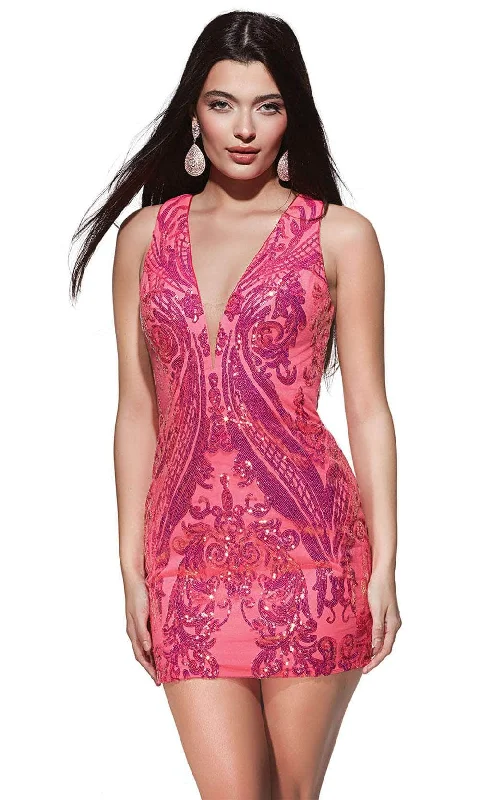 Alyce Paris 4894 - Patterned Cocktail Dress with Cutout Back