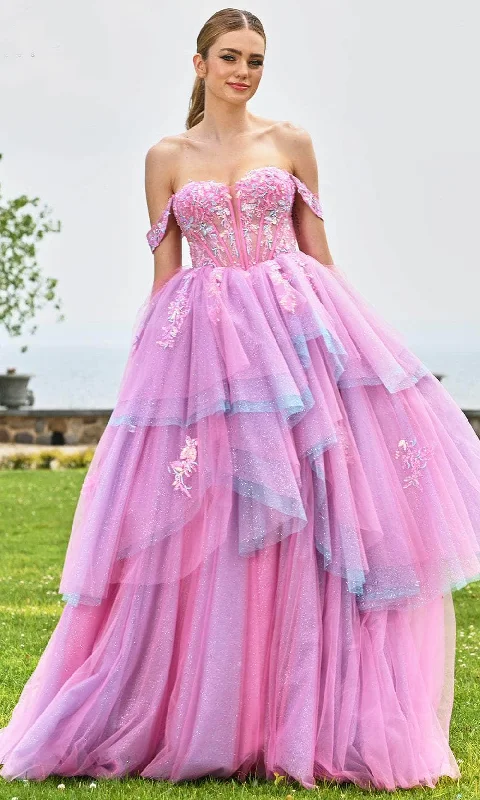 Colors Dress 3534 - Beaded Lace Corset Ballgown