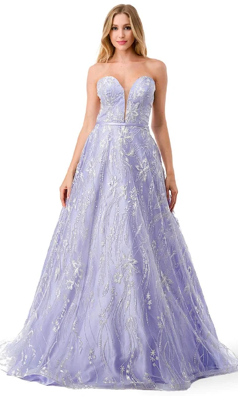 Trevi Collection L2774B - Glitter Sweep Train Prom Dress