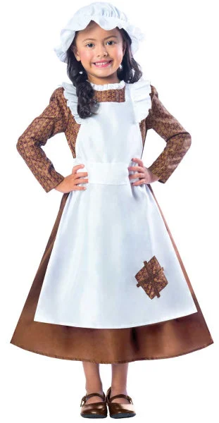 Girls Victorian Poor Maid Fancy Dress Costume
