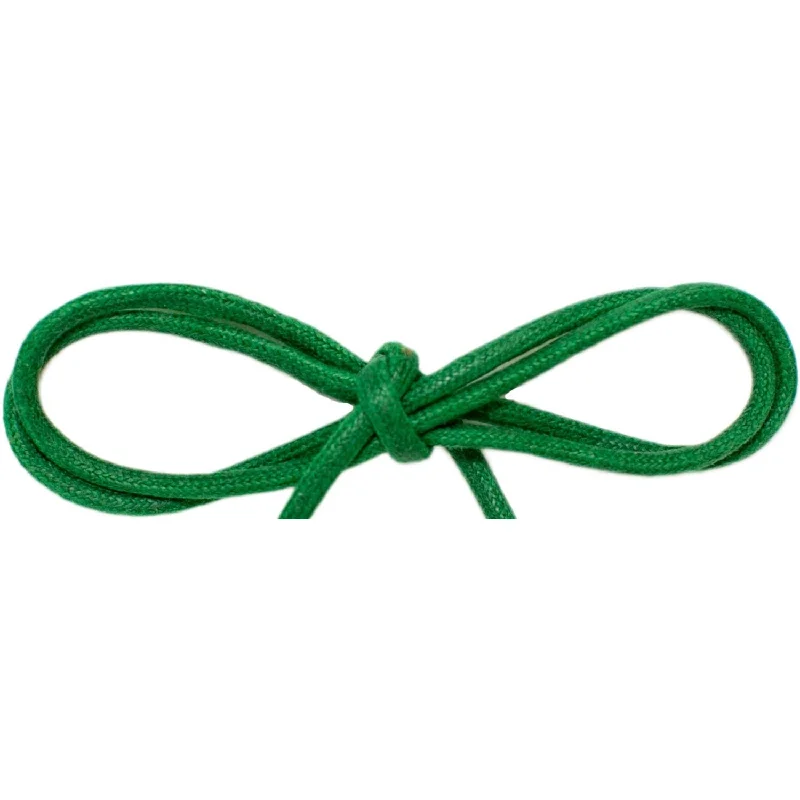 Waxed Cotton Thin Round 1/8" Dress Laces - Kelly Green (2 Pair Pack) Shoelaces