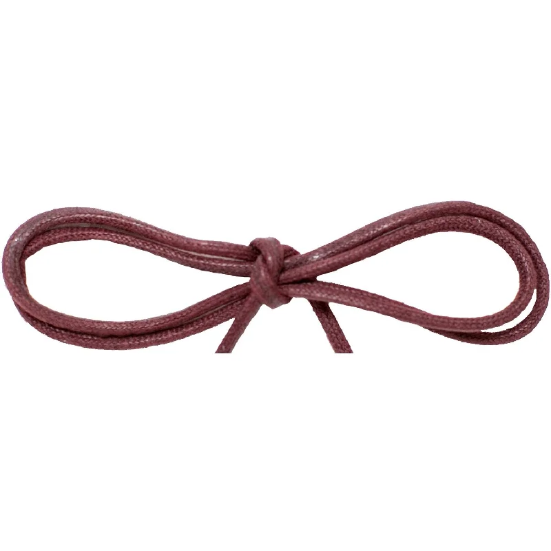 Waxed Cotton Thin Round 1/8" Dress Laces - Burgundy (2 Pair Pack) Shoelaces