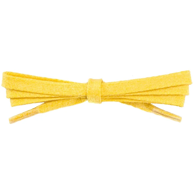 Waxed Cotton 1/4" Flat Dress Laces - Yellow (2 Pair Pack) Shoelaces