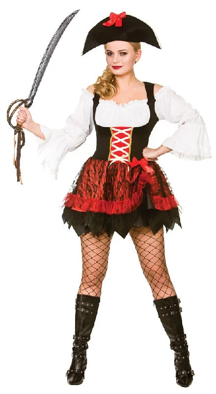 Ladies Caribbean Buccaneer Charming Pirate Fancy Dress Costume
