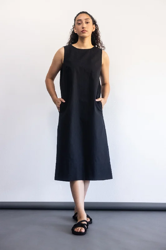 Standard Issue Cotton Broadcloth Dress - Black