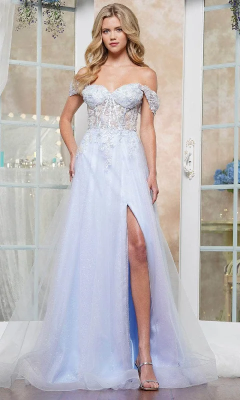Colors Dress 3498 - Cap Sleeve Lace-Up Prom Dress