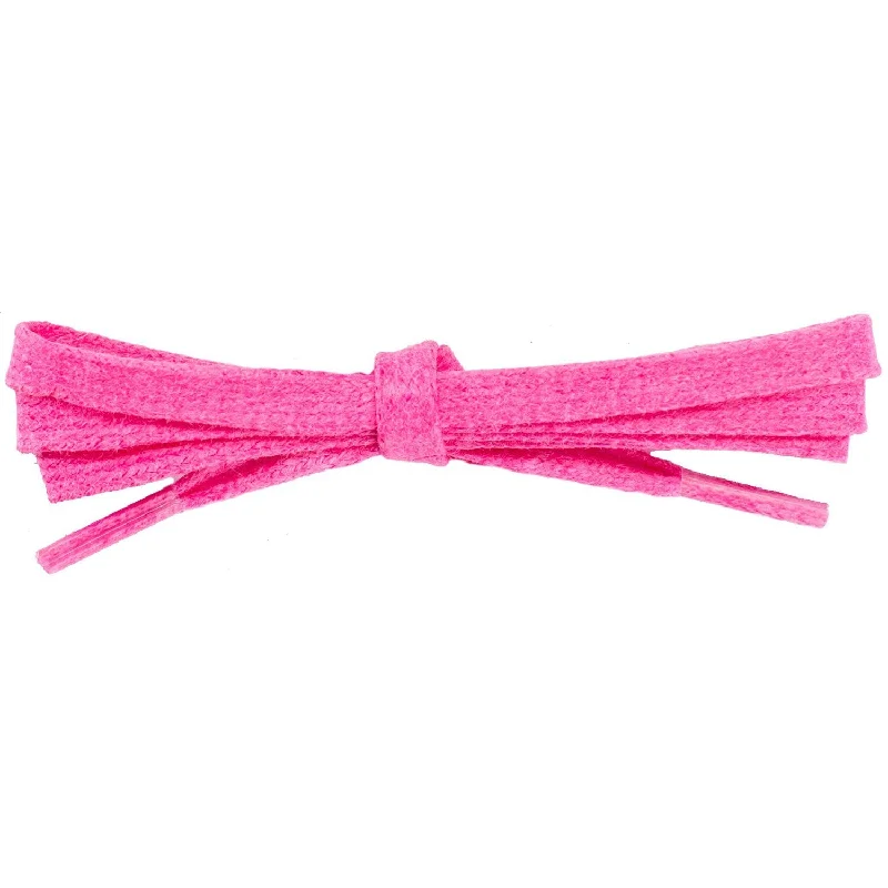 Waxed Cotton 1/4" Flat Dress Laces - Hot Pink (2 Pair Pack) Shoelaces