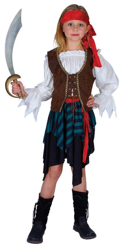 Girls Caribbean Pirate Buccaneer Fancy Dress Costume