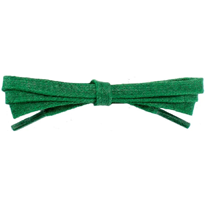Waxed Cotton 1/4" Flat Dress Laces - Kelly Green (2 Pair Pack) Shoelaces