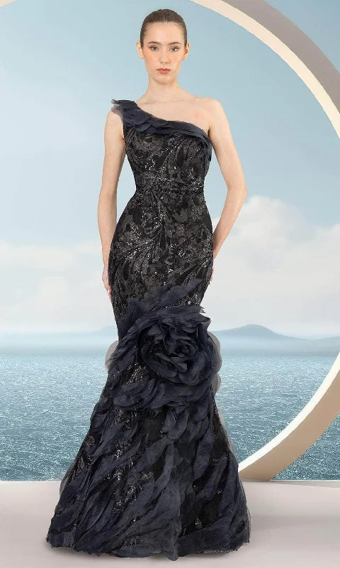 Janique 2509 - Ruffled Rosette Evening Dress