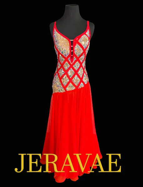 Resale Artistry in Motion Sleeveless Red Smooth Ballroom Dress with AB Broken Glass Effect Sz S Smo157 Resale Artistry in Motion Sleeveless Red Smooth Ballroom Dress with AB Broken Glass Effect Sz S Smo157