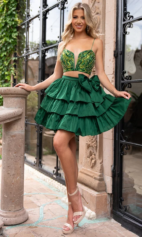 Rachel Allan 40414 - Two Piece Lace-Up Back Cocktail Dress