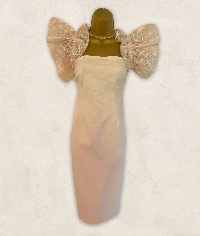Coast Blush Peach Off The Shoulder Sleeve Bodycon Stretch Dress UK 14 US 10 EU 42