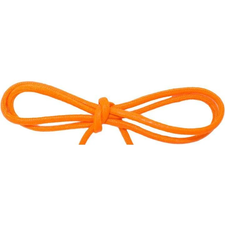 Waxed Cotton Thin Round 1/8" Dress Laces - Fire Orange (2 Pair Pack) Shoelaces