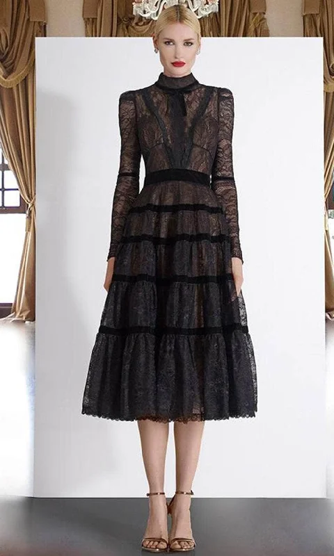 Janique K6631 - Tea Length Lace Dress