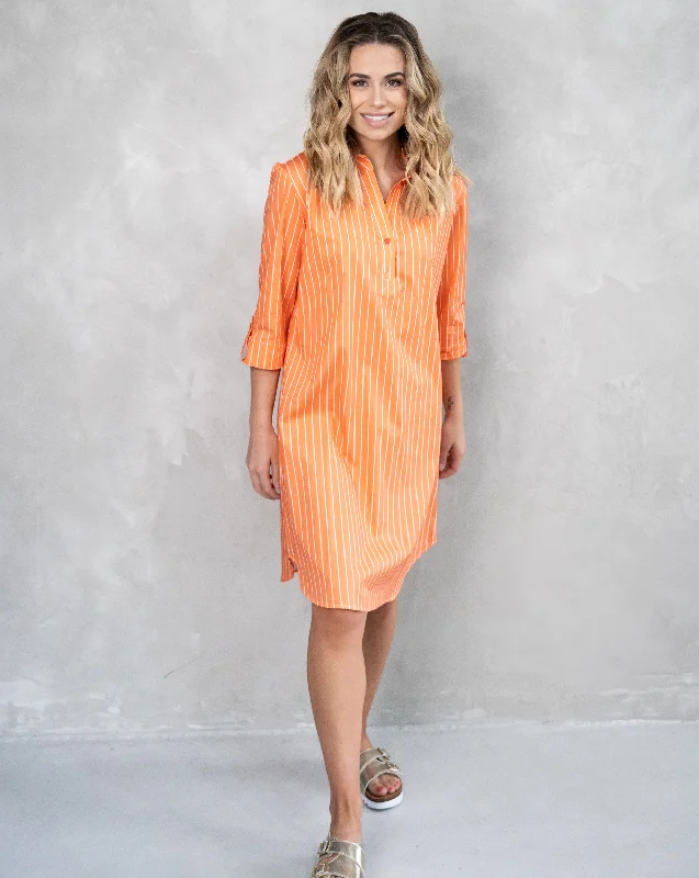 Willow Dress | Salmon & White Stripe