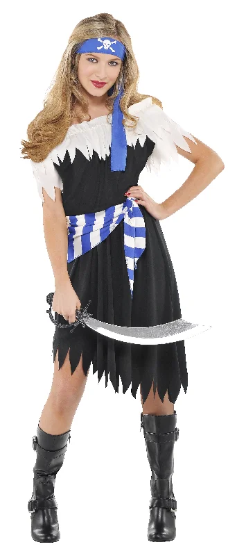 Girls Pirate Shipmate Caribbean Buccaneer Fancy Dress Costume