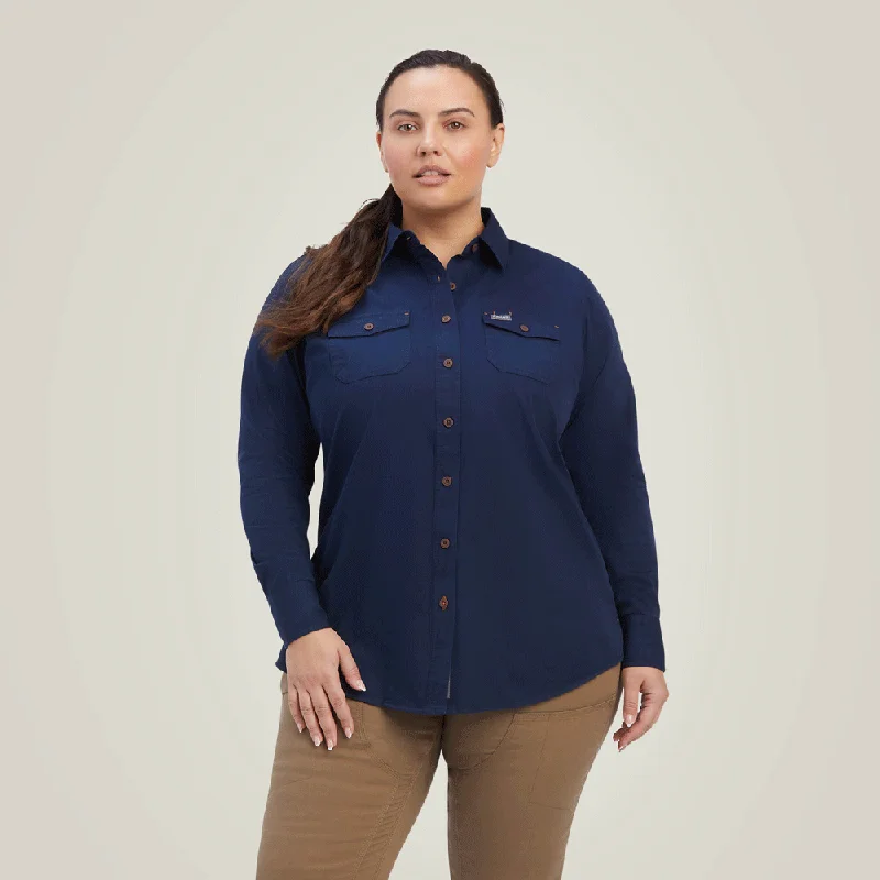 Ariat P20340 Womens Rebar Washed Twill Work Shirt Relaxed Fit Short Blouse