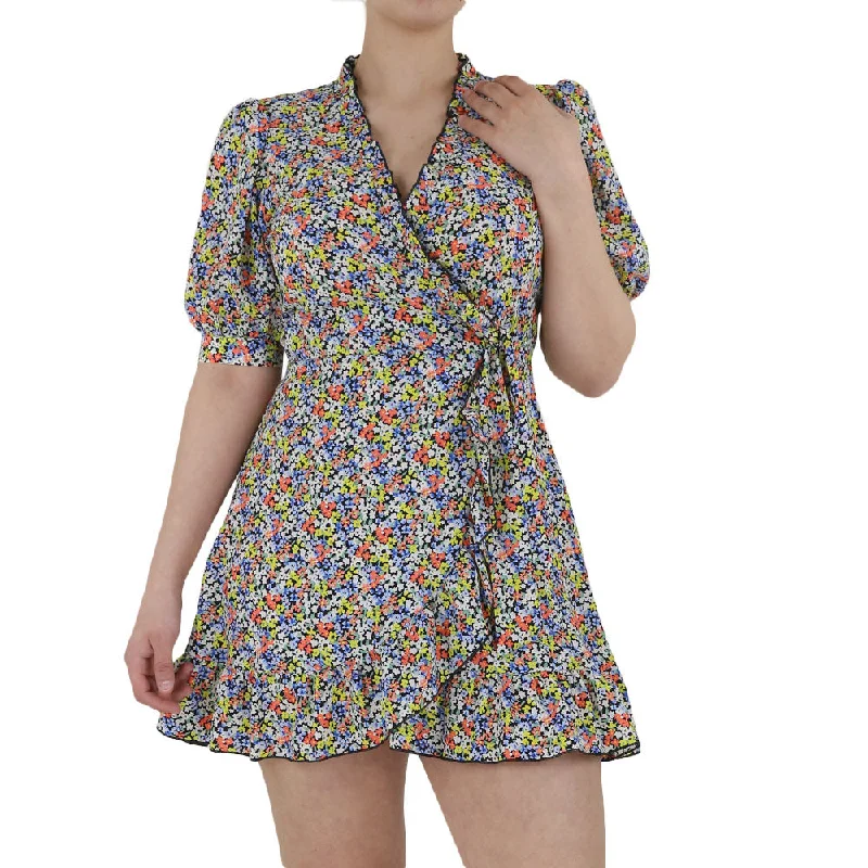 Women's Floral Mini Dress,Multi Elegant Satin Lace Mini Dress