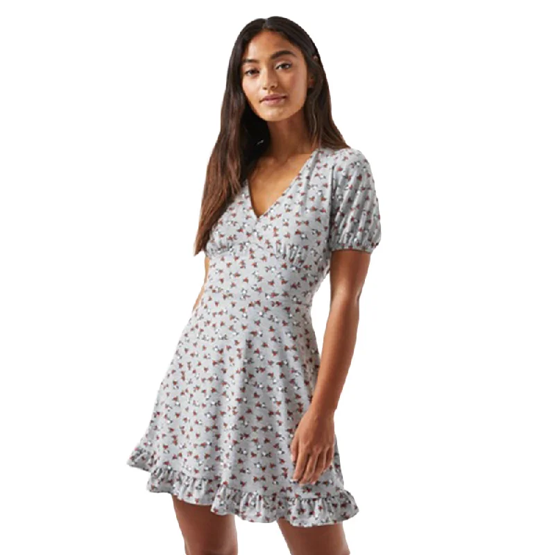 Women's Floral Fit N Flare Mini Dress,Grey Elegant Tulle Mini Dress
