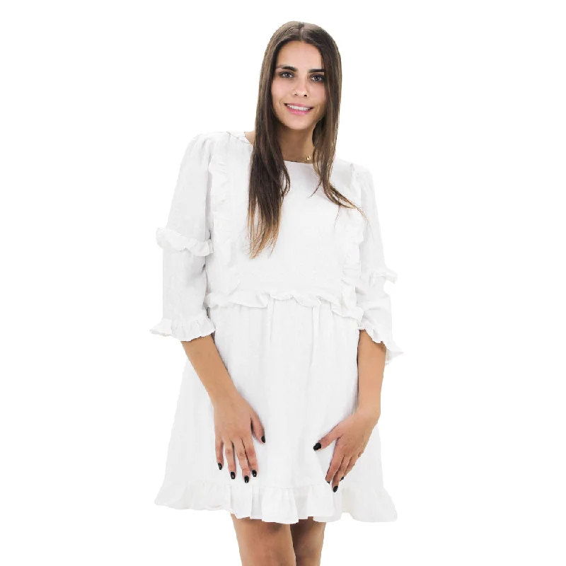 Women's Flare Mini Dress,White Trendy Lace Mini Dress