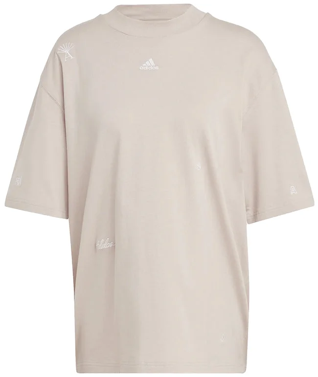 Adidas Womens BLUV Q1 Boyfriend T Shirt Wonder Taupe White Trendy Floral Short Sleeve Adidas Womens BLUV Q1 Boyfriend T Shirt Wonder Taupe White Trendy Floral Short Sleeve
