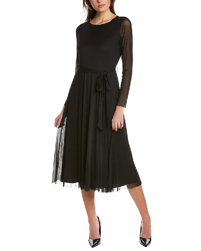 Anne Klein Mesh Tie Waist Midi Dress Fashionable Pencil Midi Dress