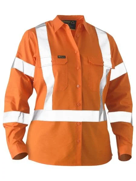 Bisley Women's X Taped Hi Vis Recycled Drill Shirt (BL6266XT) Modern Short Sleeve Top