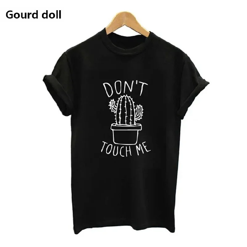 Women's Cotton Short Sleeve Printed Cactus Don't Touch Me Tee Shirt Top Relaxed Fit Short Blouse Women's Cotton Short Sleeve Printed Cactus Don't Touch Me Tee Shirt Top Relaxed Fit Short Blouse