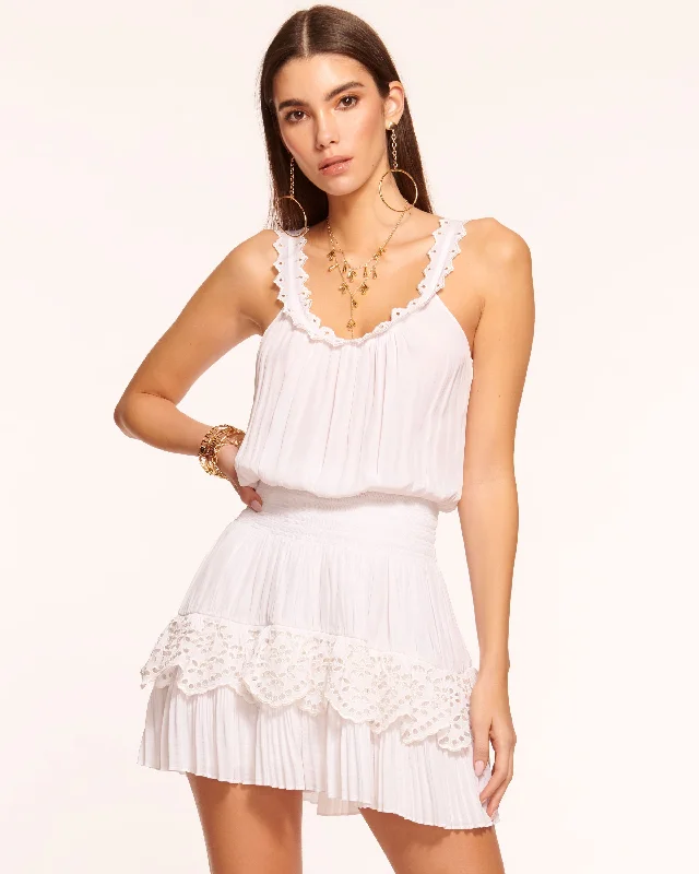 Carla Smocked Mini Dress Chic Pleated Mini Dress