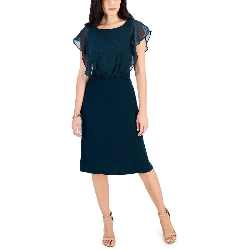 Connected Apparel Womens Petites Below Knee Flutter Sleeve Midi Dress Trendy Bodycon Midi Dress Connected Apparel Womens Petites Below Knee Flutter Sleeve Midi Dress Trendy Bodycon Midi Dress