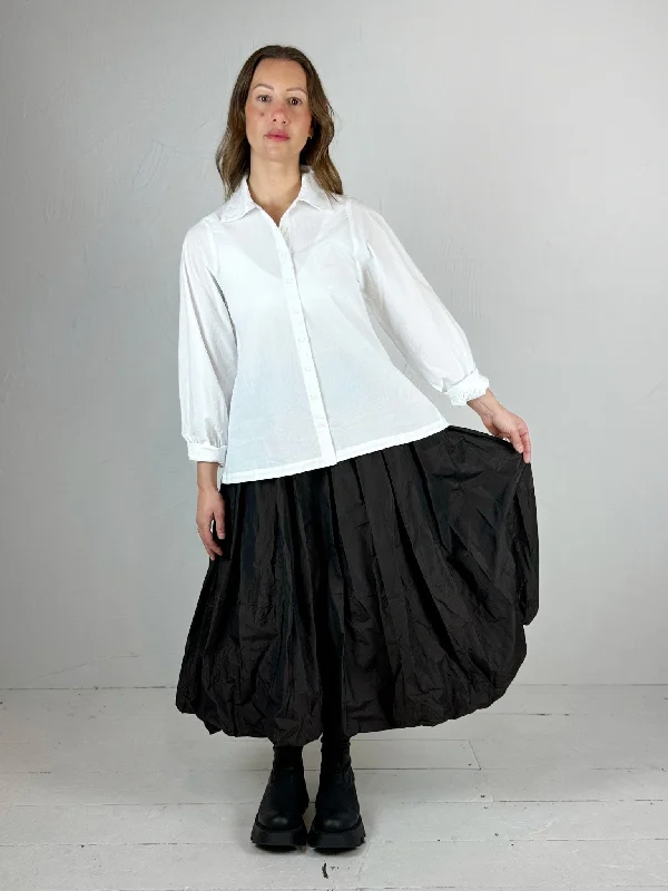 White Cotton Shirt Stylish Pleated Short Sleeve