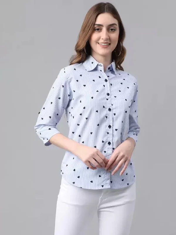 TANDUL  Women Regular Fit Printed Casual Shirt Fashionable Pleated Short Shirt