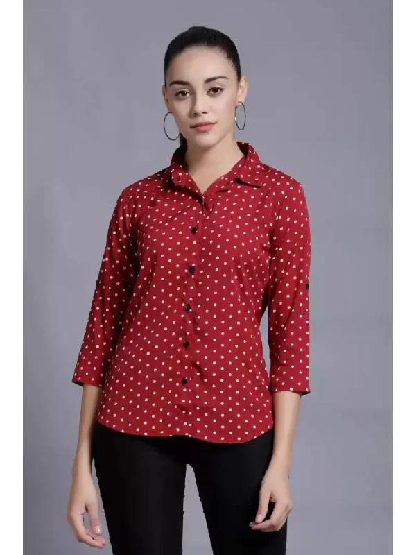 TANDUL  Women Regular Fit Printed Formal Shirt Classic Short Sleeve Tunic