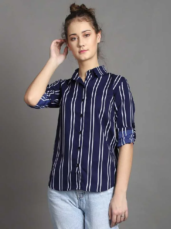 TANDUL  Women Regular Fit Printed Formal Shirt Classic Button-Up Short Tee