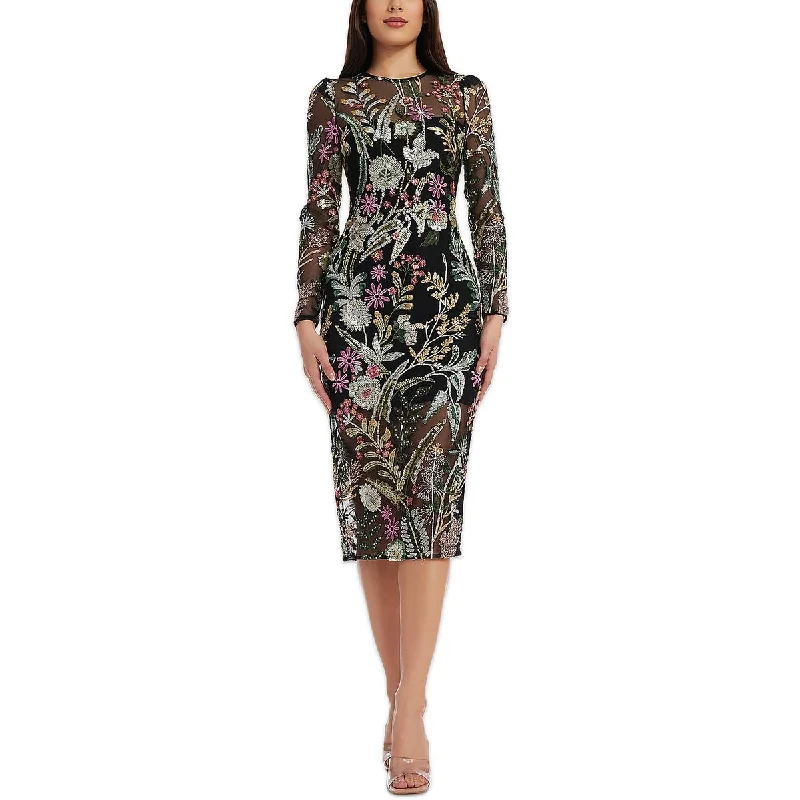 Dress The Population Womens Below Knee Floral Print Midi Dress Stylish Halter Neck Midi Dress Dress The Population Womens Below Knee Floral Print Midi Dress Stylish Halter Neck Midi Dress
