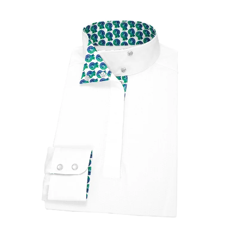 Essex Classics Ladies Green is the New Blue Yarn Wrap Collar Show Shirt Comfortable Loose Short Sleeve Essex Classics Ladies Green is the New Blue Yarn Wrap Collar Show Shirt Comfortable Loose Short Sleeve
