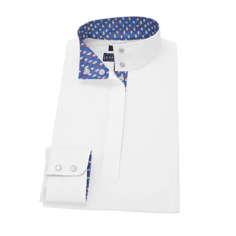 Essex Classics Ladies "Snowcones" Talent Yarn Straight Collar Long Sleeve Show Shirt Casual Loose Short Sleeve Essex Classics Ladies "Snowcones" Talent Yarn Straight Collar Long Sleeve Show Shirt Casual Loose Short Sleeve