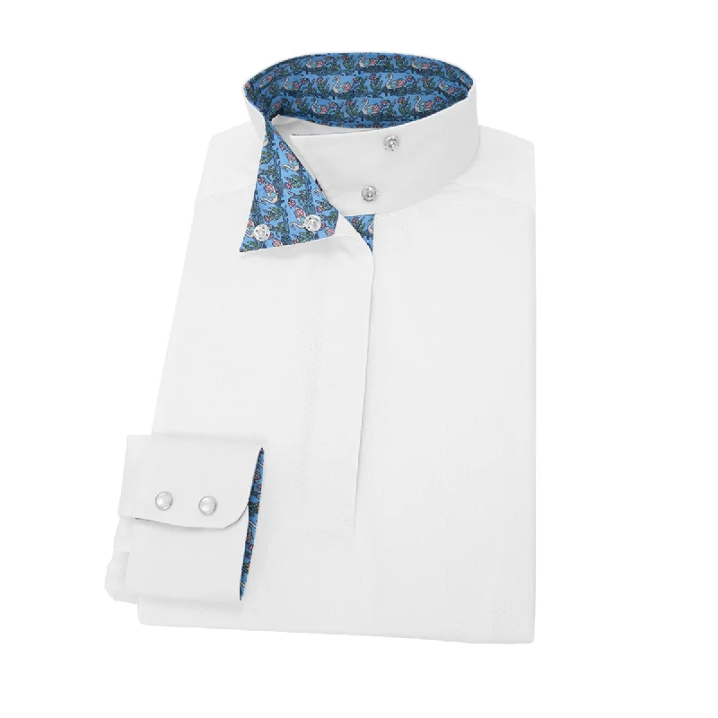 Essex Classics Ladies Swan Princess Talent Yarn Wrap Collar Show Shirt Modern Casual Short Sleeve Essex Classics Ladies Swan Princess Talent Yarn Wrap Collar Show Shirt Modern Casual Short Sleeve
