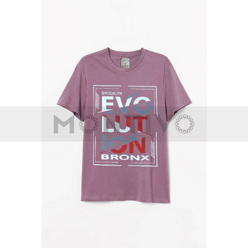 Evolution Printed Pink Tshirt Comfortable Fit Short Shirt