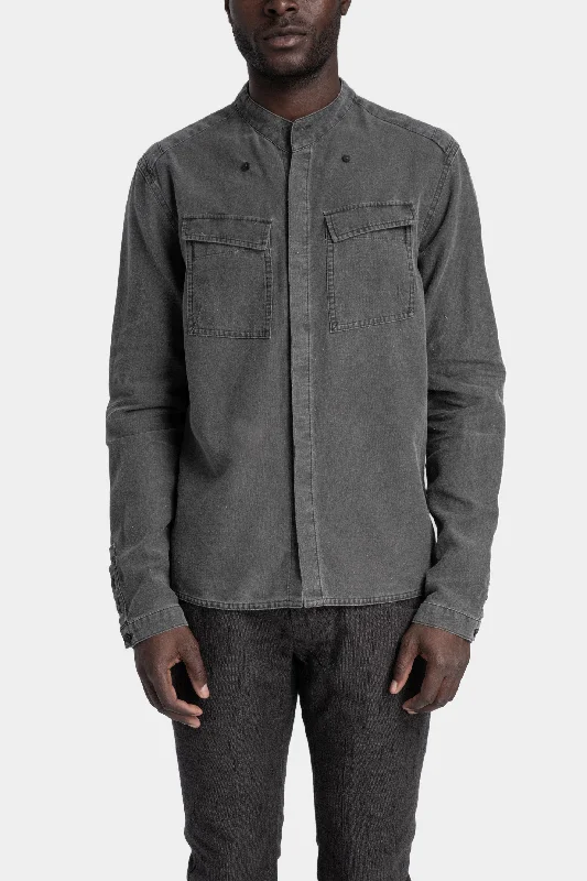 Field shirt, Exo grey Trendy Tie-Front Short Shirt