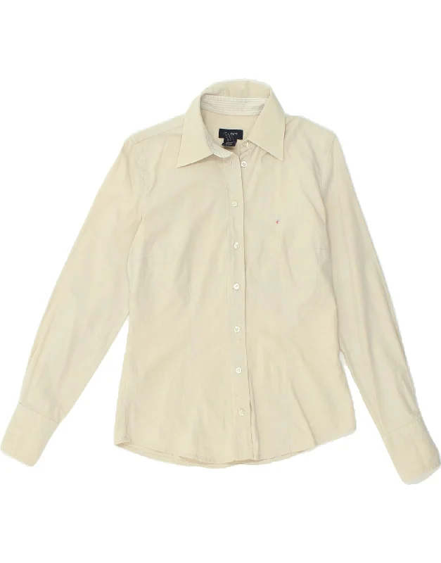 GANT Womens Shirt UK 10 Small  Beige Cotton Relaxed Button-Down Short Shirt