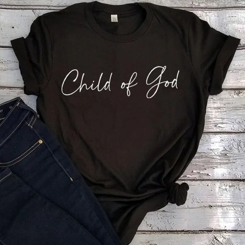 Female Child Of God Christian Cotton Short Sleeve Tee Shirt Tops Chic Button-Up Short Shirt Female Child Of God Christian Cotton Short Sleeve Tee Shirt Tops Chic Button-Up Short Shirt