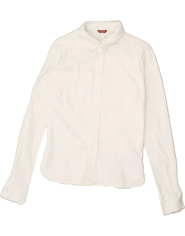 GUESS Womens Shirt UK 18 XL White Trendy Tie-Front Short Shirt