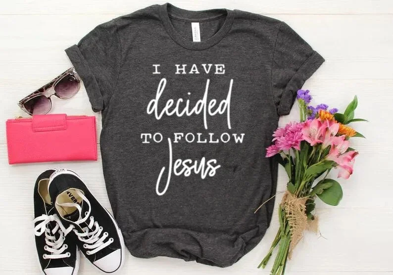 Women's Short Sleeve Christian I Decided To Follow Jesus Cotton Tee Shirt Top Relaxed Button-Down Short Shirt Women's Short Sleeve Christian I Decided To Follow Jesus Cotton Tee Shirt Top Relaxed Button-Down Short Shirt